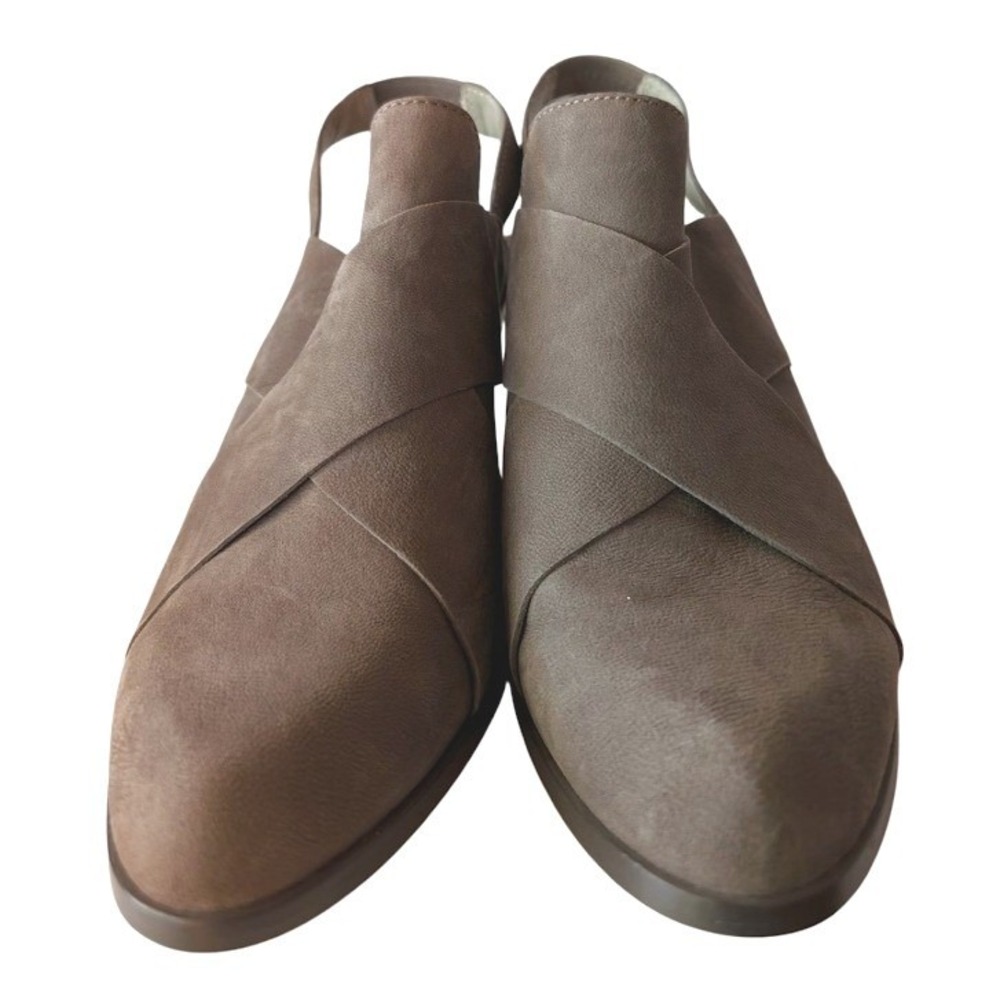 Eileen Fisher Token Slingback Heels Taupe Suede Criss Cross Block Heel Women 8.5
